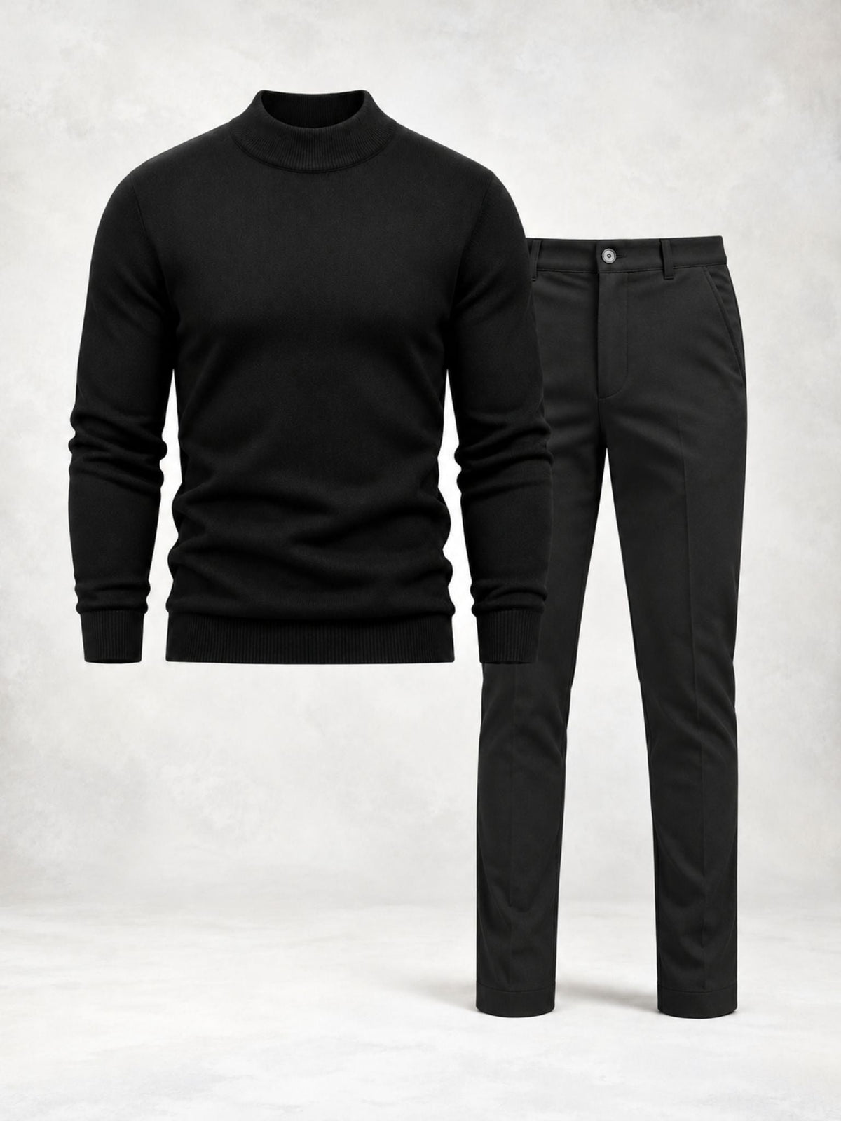 Men's Fine Knit Mock Neck Sweater & Pants Set