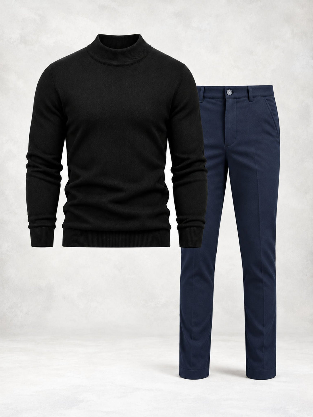 Men's Fine Knit Mock Neck Sweater & Pants Set