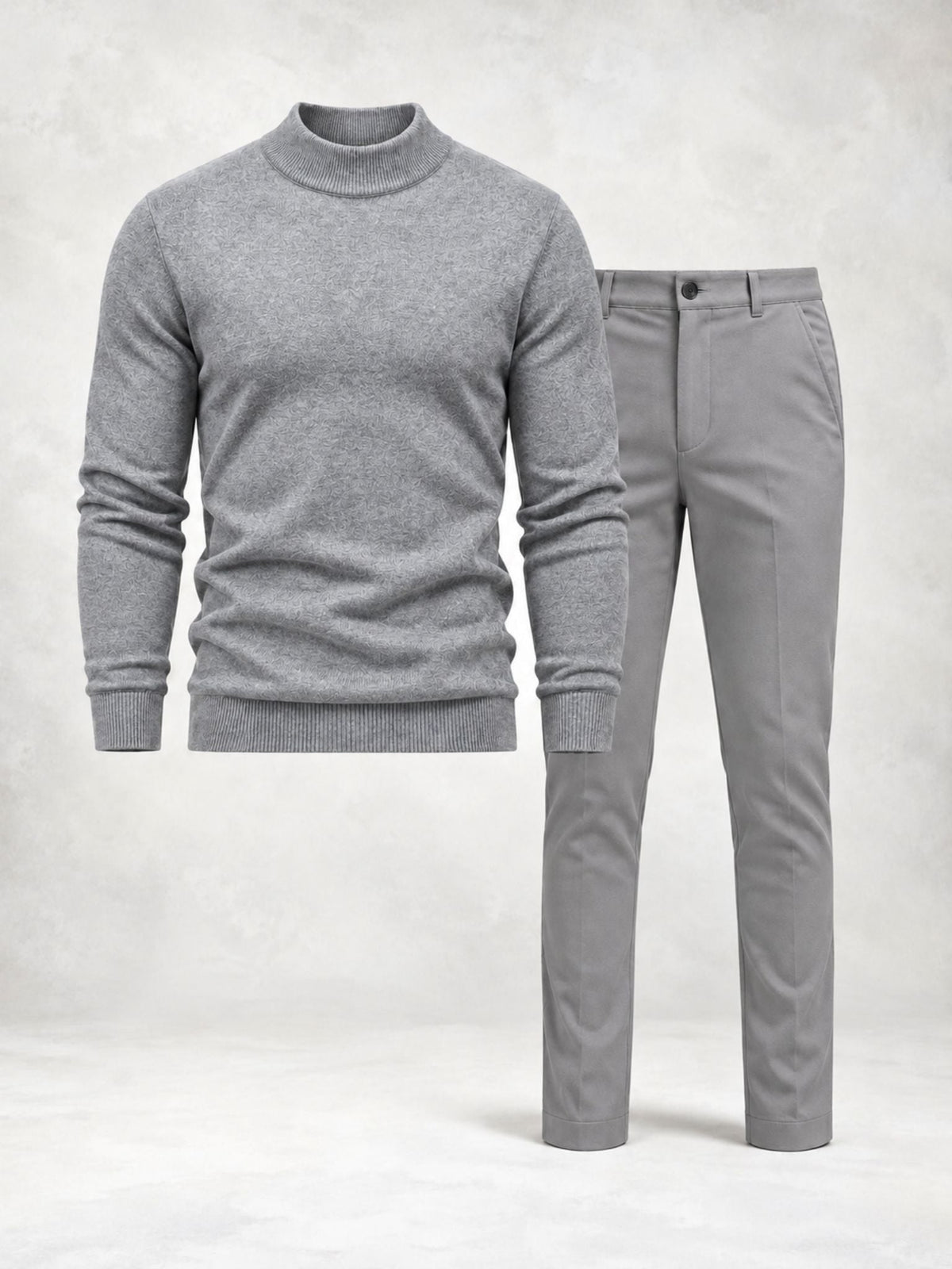 Men's Fine Knit Mock Neck Sweater & Pants Set