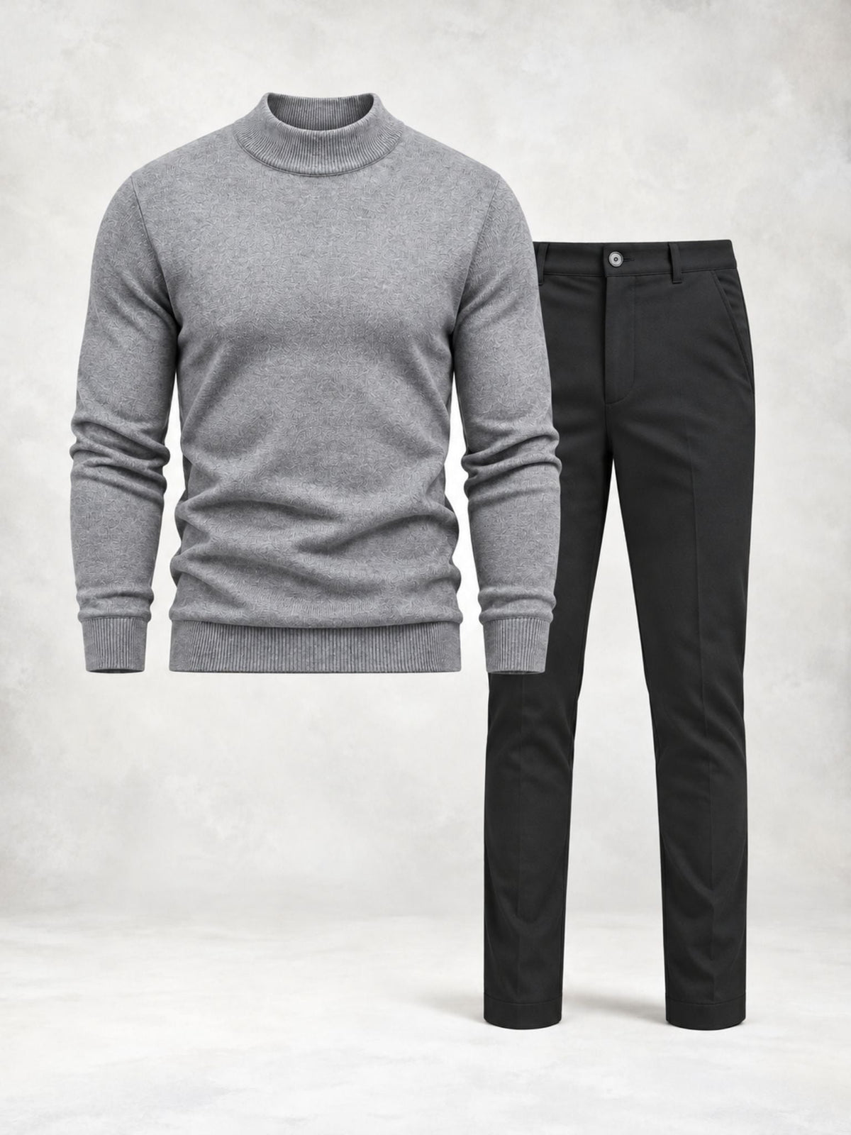 Men's Fine Knit Mock Neck Sweater & Pants Set
