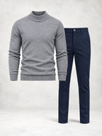 Men's Fine Knit Mock Neck Sweater & Pants Set