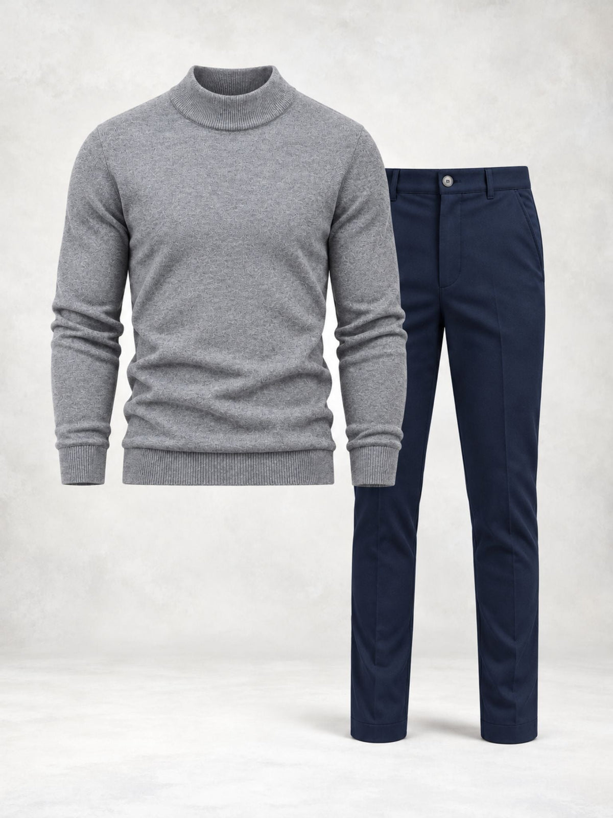 Men's Fine Knit Mock Neck Sweater & Pants Set