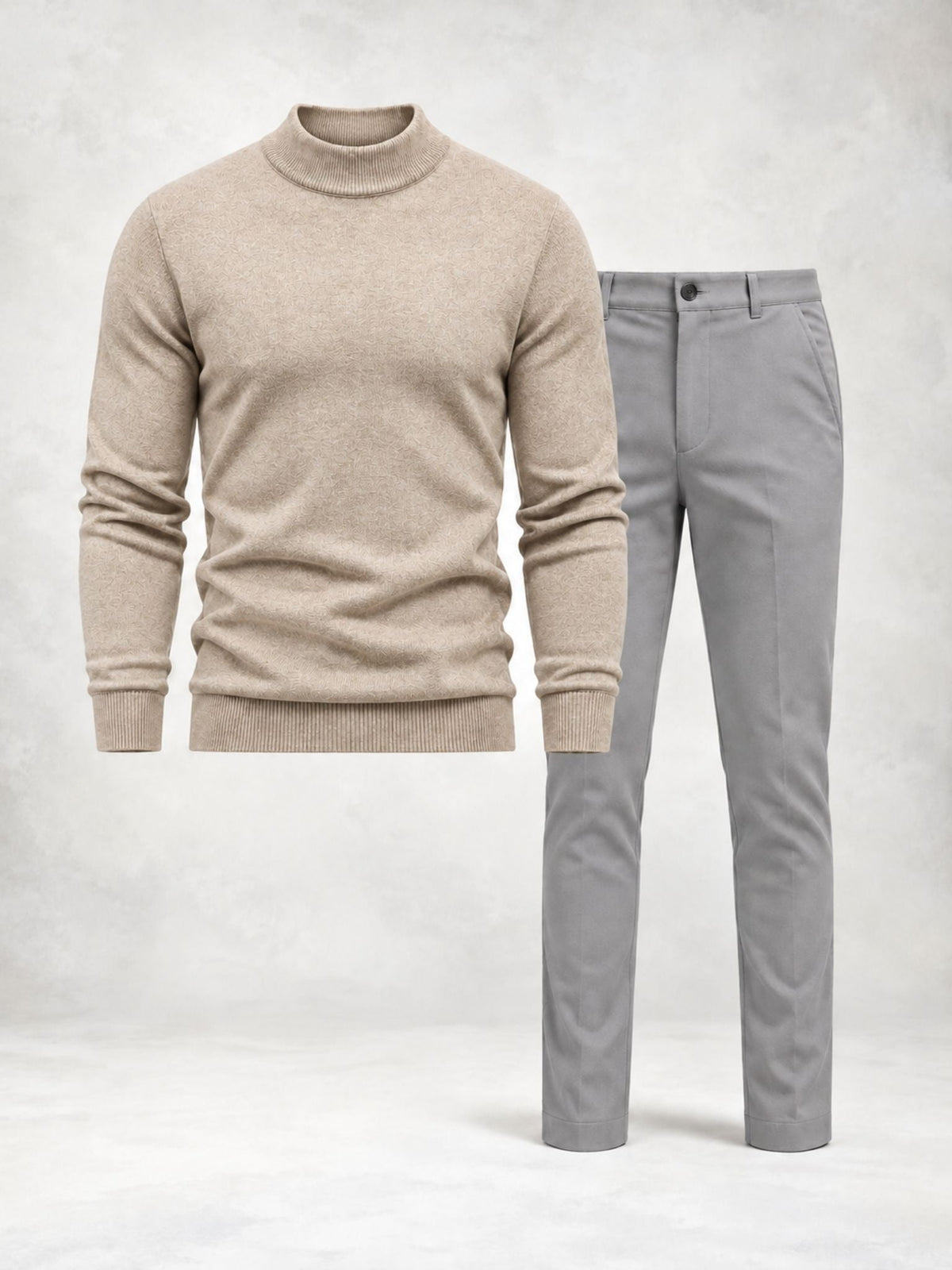 Men's Fine Knit Mock Neck Sweater & Pants Set