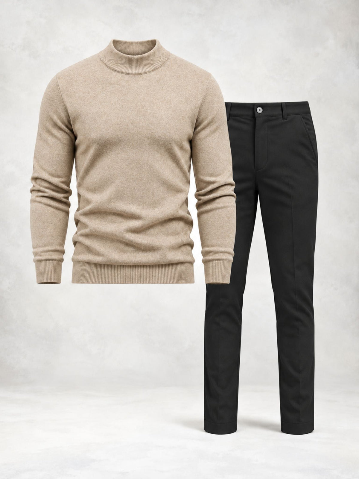 Men's Fine Knit Mock Neck Sweater & Pants Set
