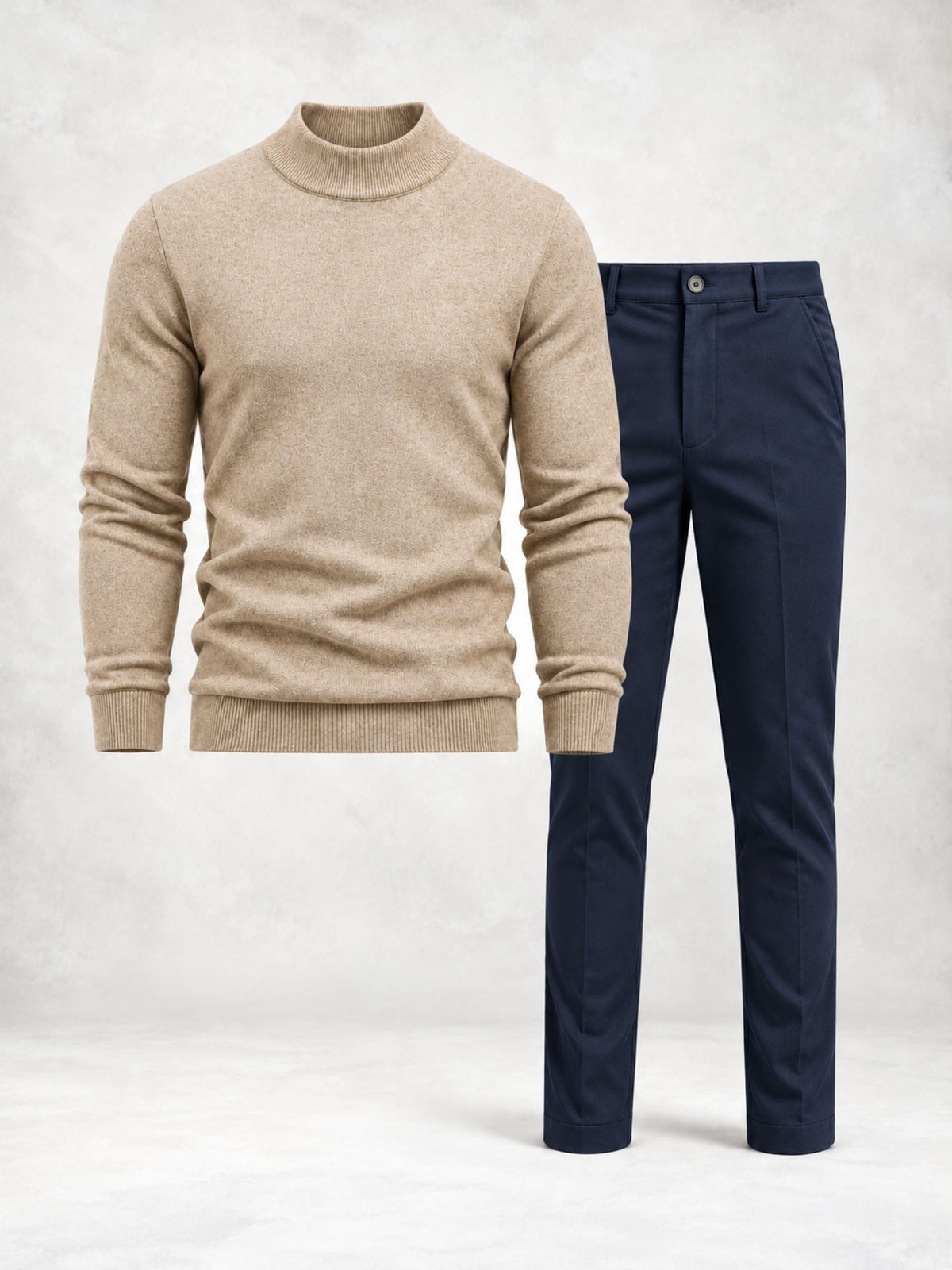 Men's Fine Knit Mock Neck Sweater & Pants Set