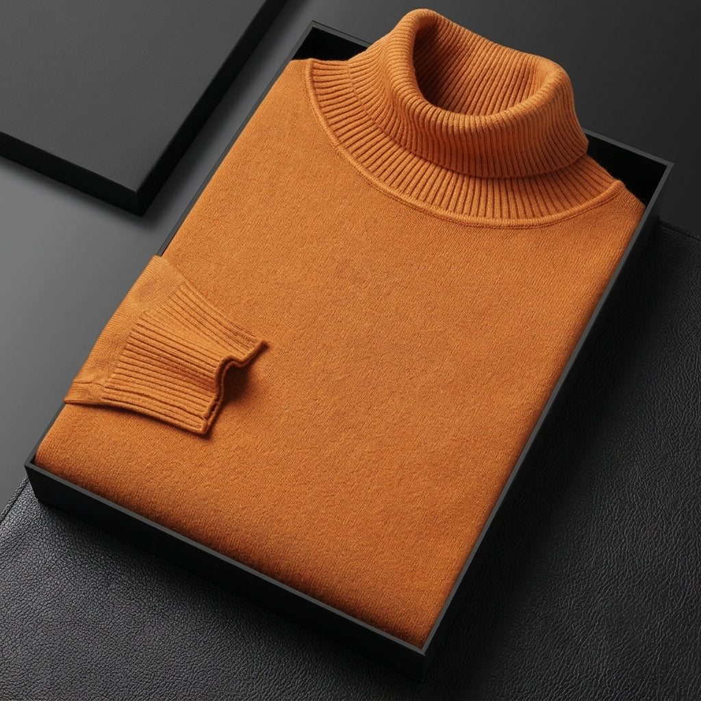 Men's Fine Knit Ribbed Turtleneck Sweater