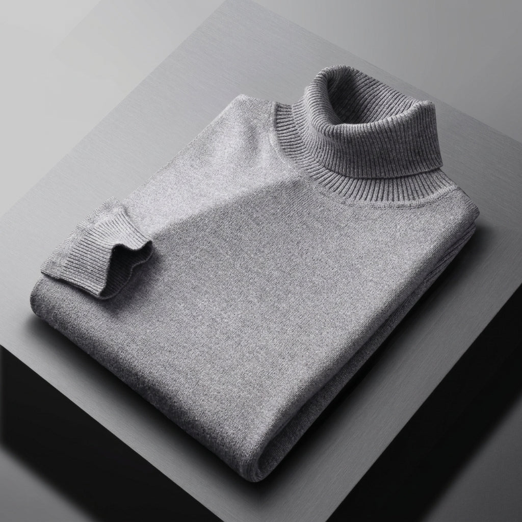 Men's Fine Knit Ribbed Turtleneck Sweater