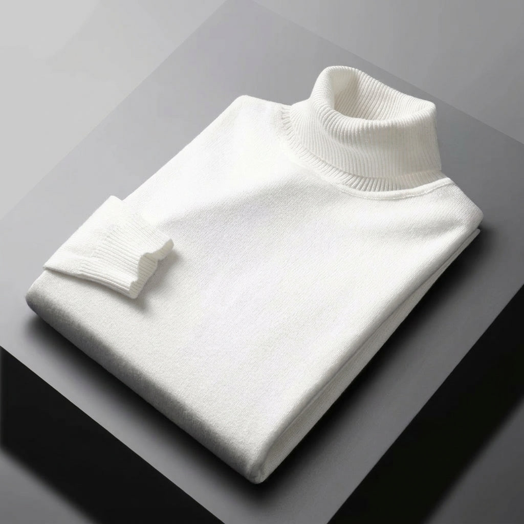 Men's Fine Knit Ribbed Turtleneck Sweater