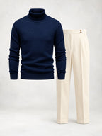 Men's Fine Knit Turtleneck Sweater & Pleated Pants Set