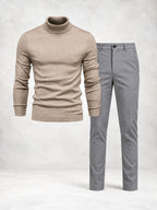 Men's Fine Knit Turtleneck Sweater & Slim Pants Set