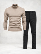 Men's Fine Knit Turtleneck Sweater & Slim Pants Set
