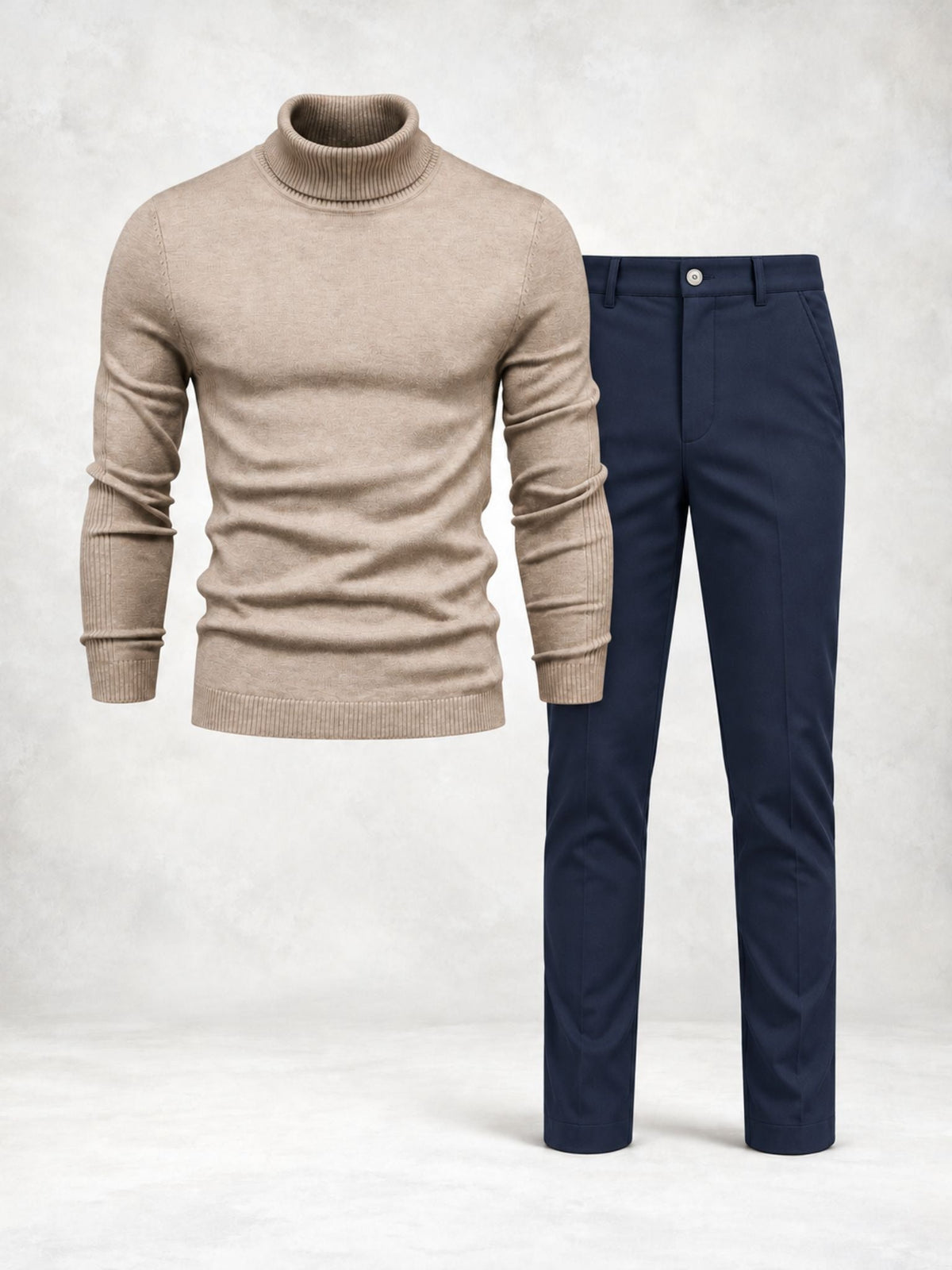 Men's Fine Knit Turtleneck Sweater & Slim Pants Set