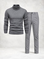 Men's Fine Knit Turtleneck Sweater & Slim Pants Set