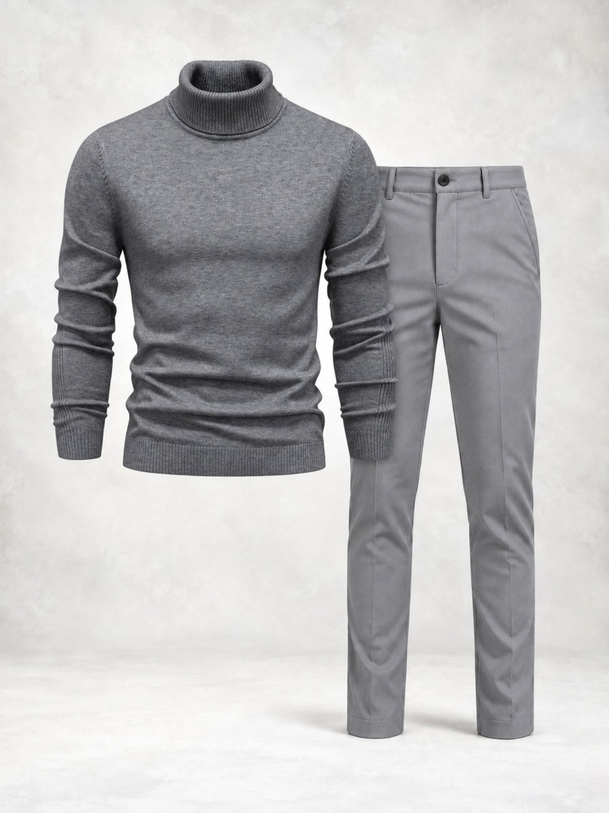 Men's Fine Knit Turtleneck Sweater & Slim Pants Set