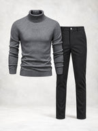 Men's Fine Knit Turtleneck Sweater & Slim Pants Set