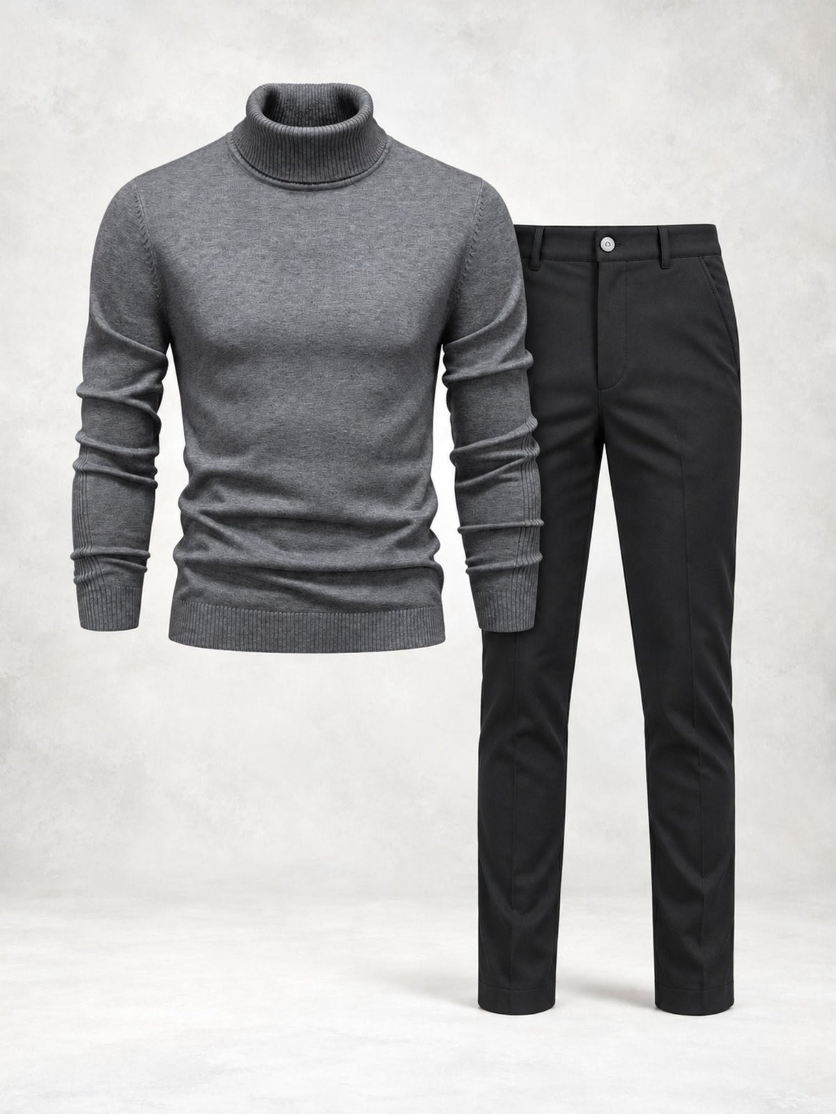 Men's Fine Knit Turtleneck Sweater & Slim Pants Set