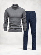 Men's Fine Knit Turtleneck Sweater & Slim Pants Set