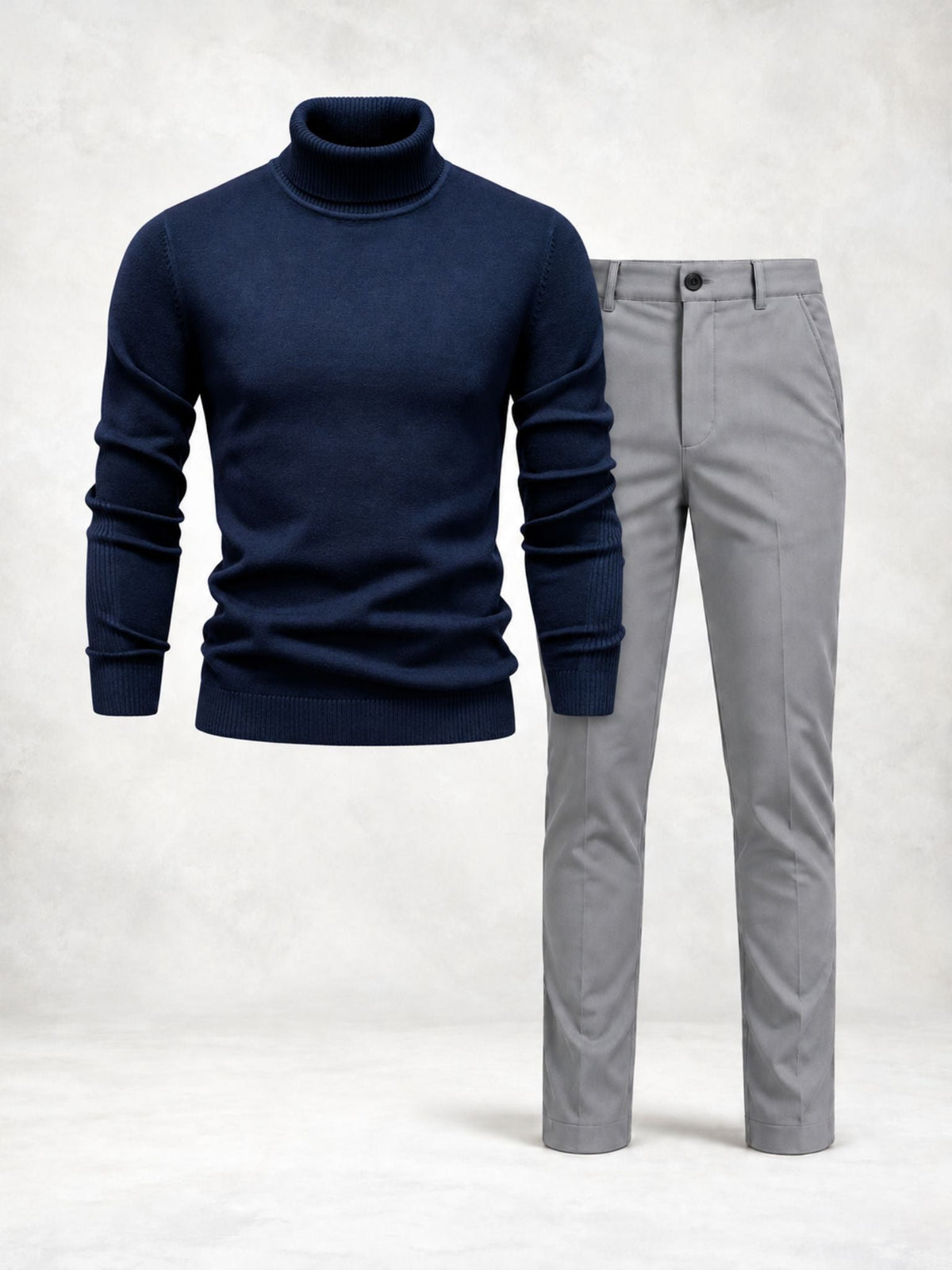 Men's Fine Knit Turtleneck Sweater & Slim Pants Set