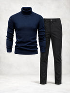 Men's Fine Knit Turtleneck Sweater & Slim Pants Set