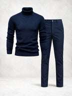 Men's Fine Knit Turtleneck Sweater & Slim Pants Set