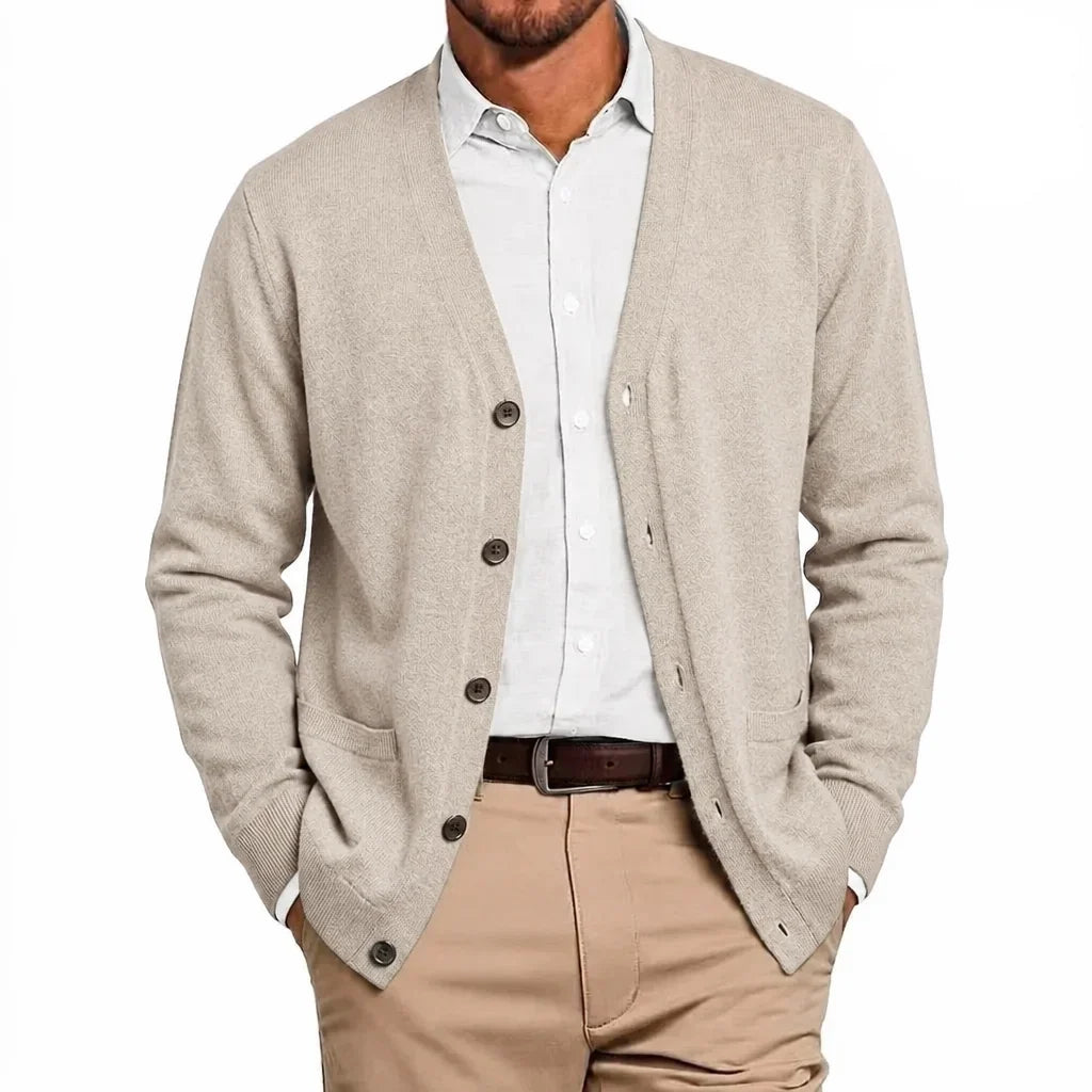 Men's Fine Knit V-Neck Cardigan