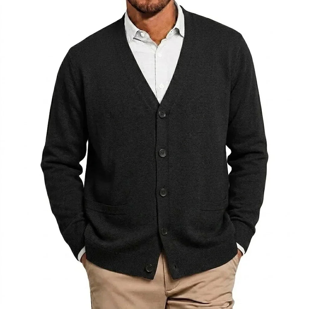 Men's Fine Knit V-Neck Cardigan