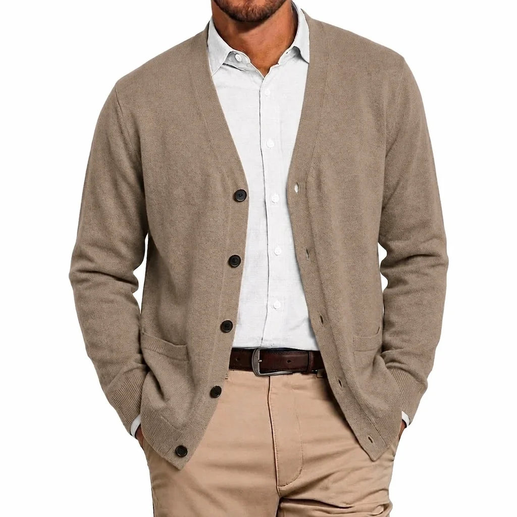 Men's Fine Knit V-Neck Cardigan