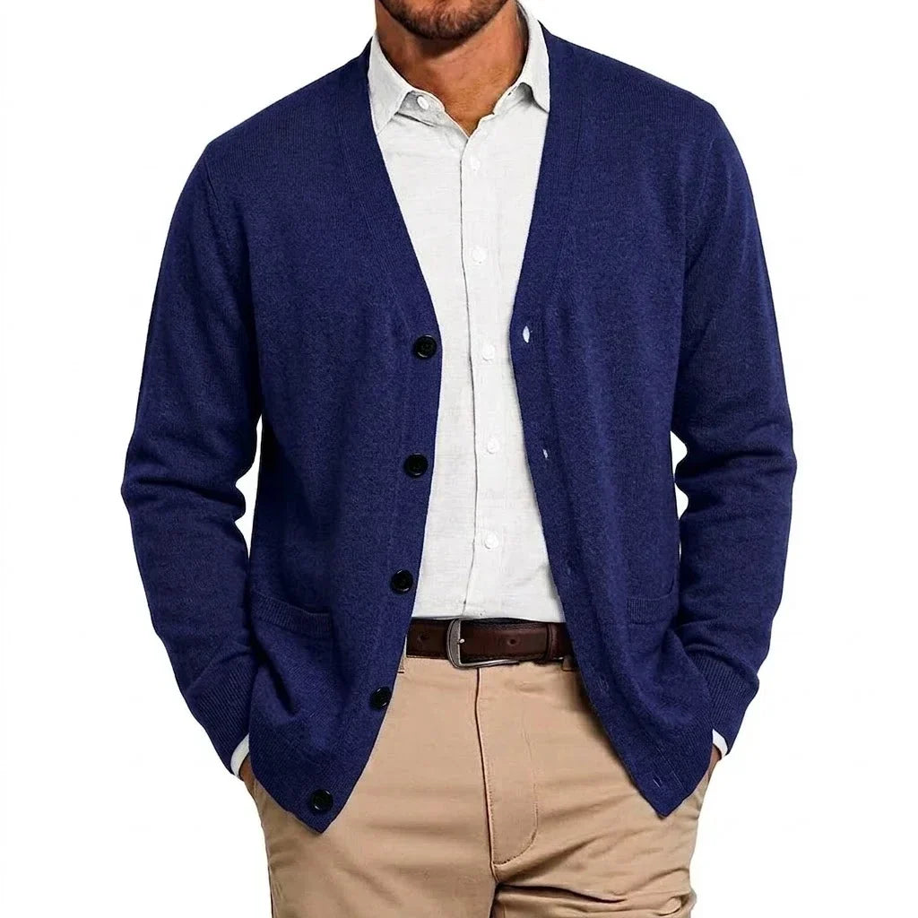 Men's Fine Knit V-Neck Cardigan