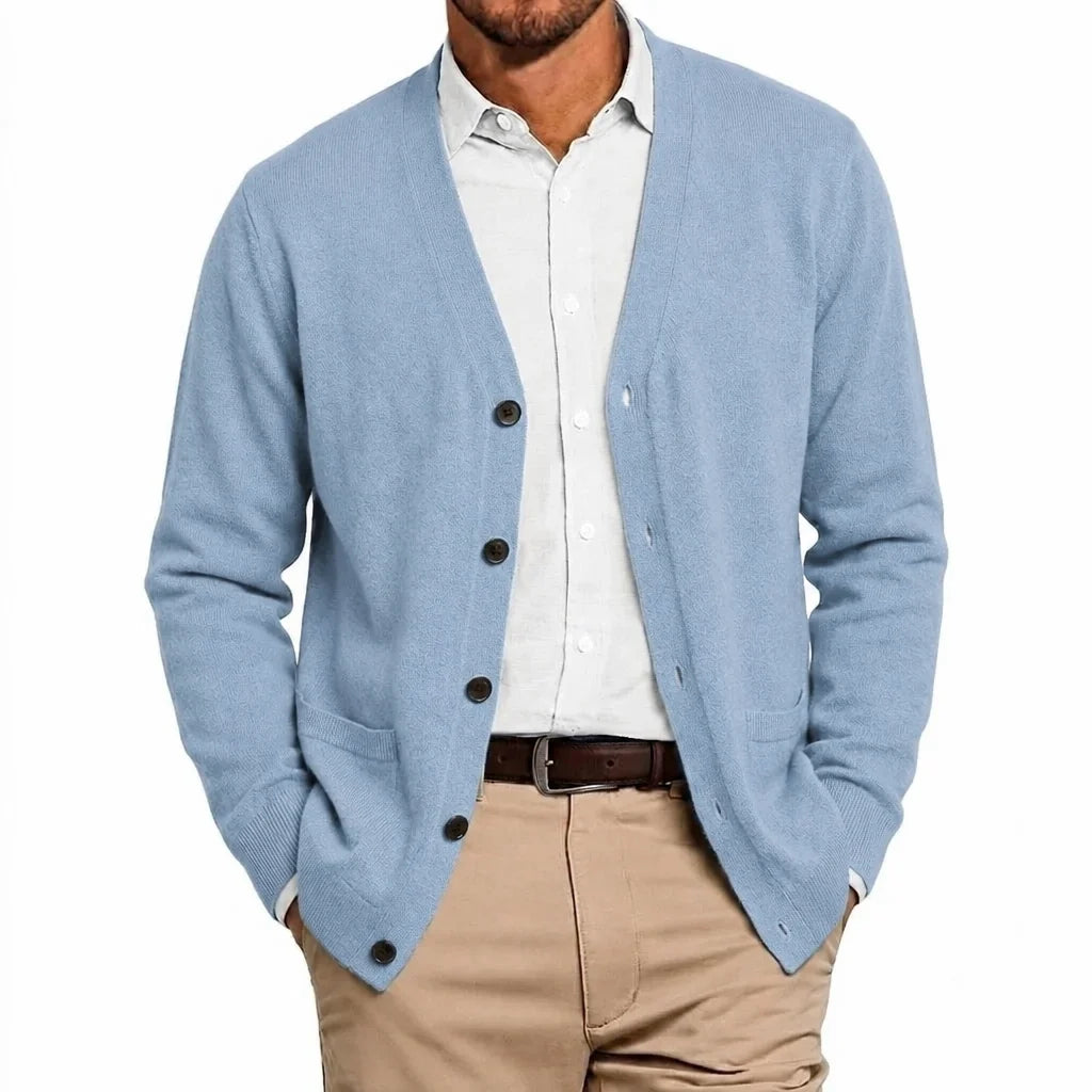 Men's Fine Knit V-Neck Cardigan