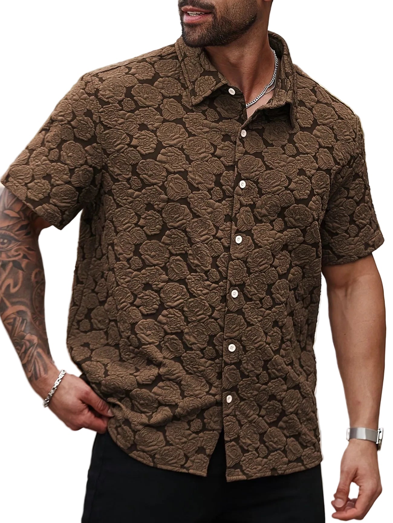 Men's Floral Button-Up Shirt
