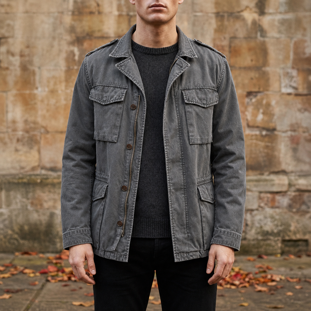 Men's Full-Zip Button-Up Jacket
