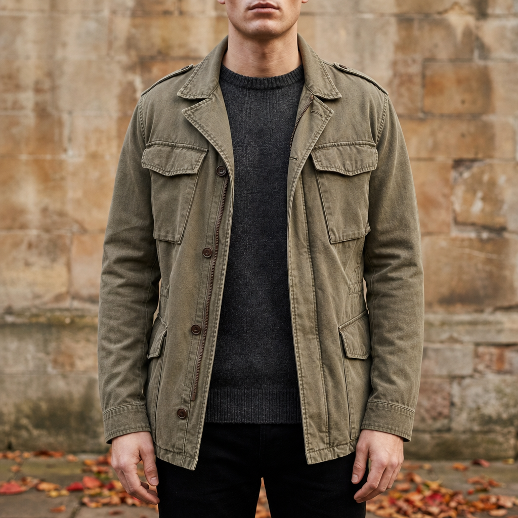 Men's Full-Zip Button-Up Jacket