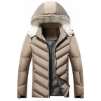 Men's Full-Zip Faux Fur Hooded Puffer Jacket