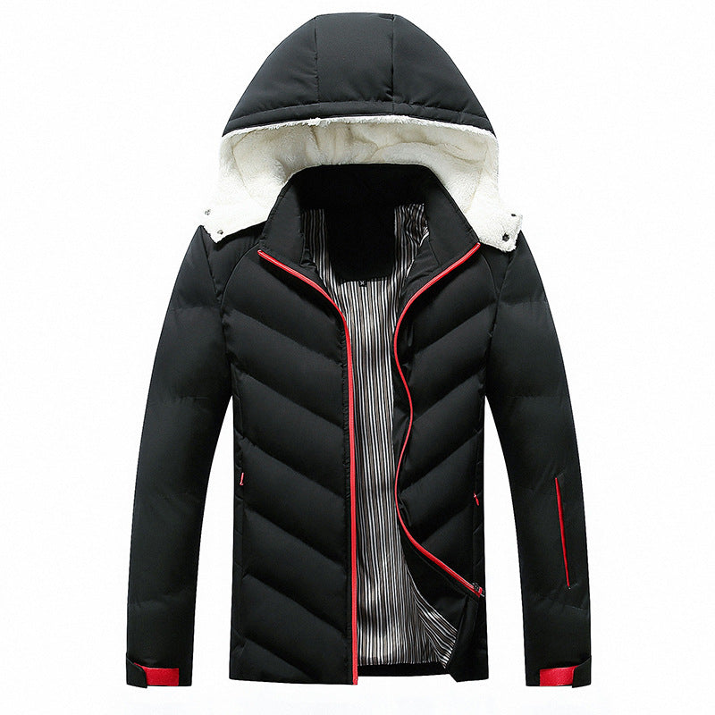 Men's Full-Zip Faux Fur Hooded Puffer Jacket