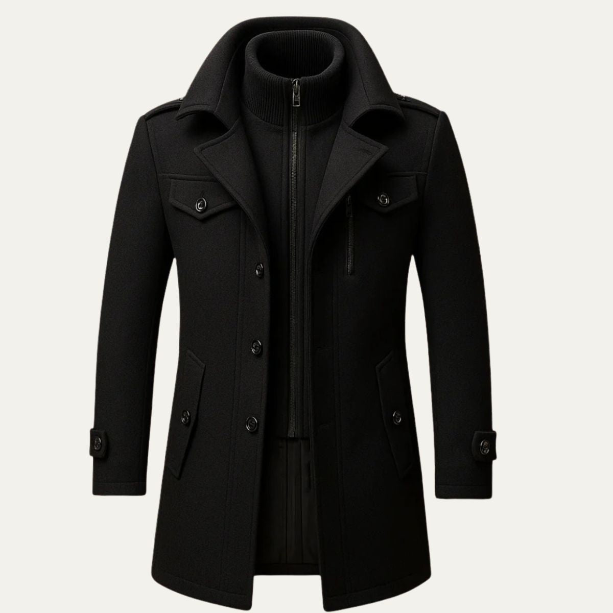 Men's Full-Zip High Collar Coat
