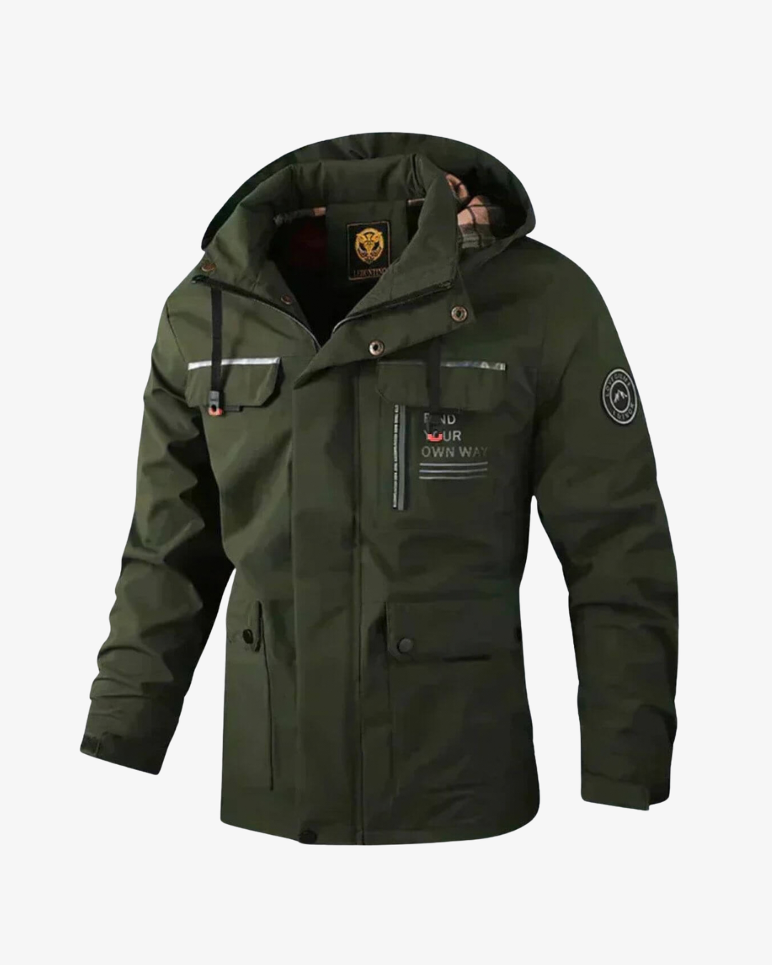 Men's Full-Zip Hooded Multi-Pocket Jacket