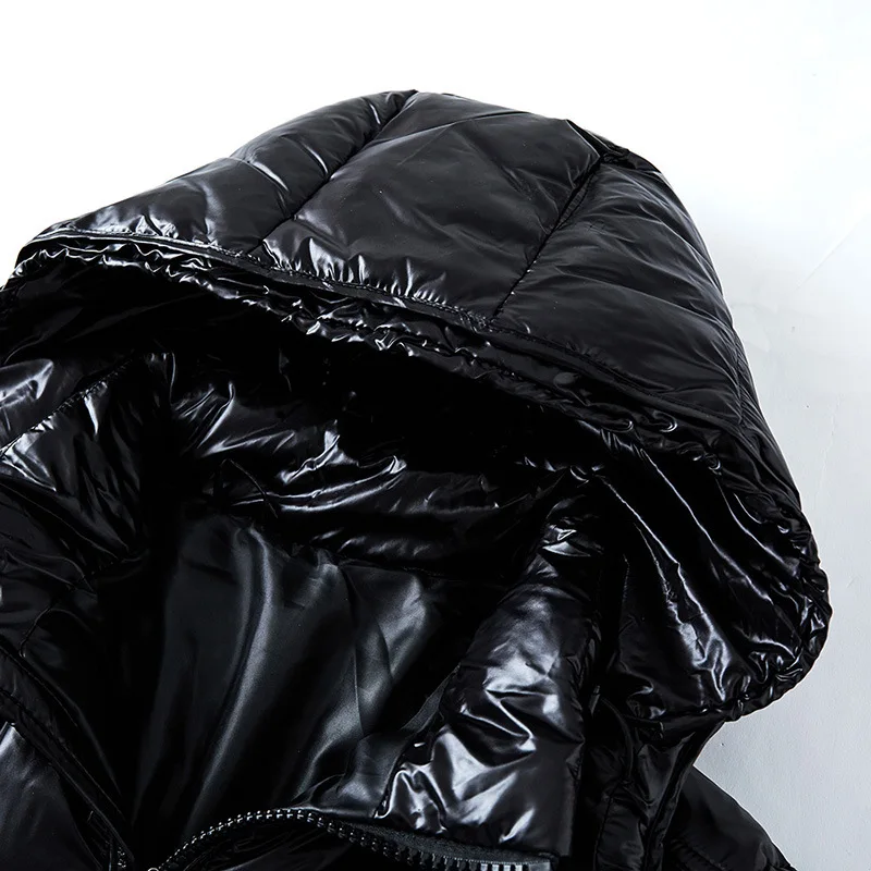 Men's Glossy Quilted Hooded Jacket