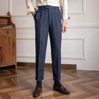 Men's Herringbone Pleated Pants