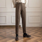 Men's Herringbone Pleated Pants