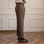Men's Herringbone Pleated Pants