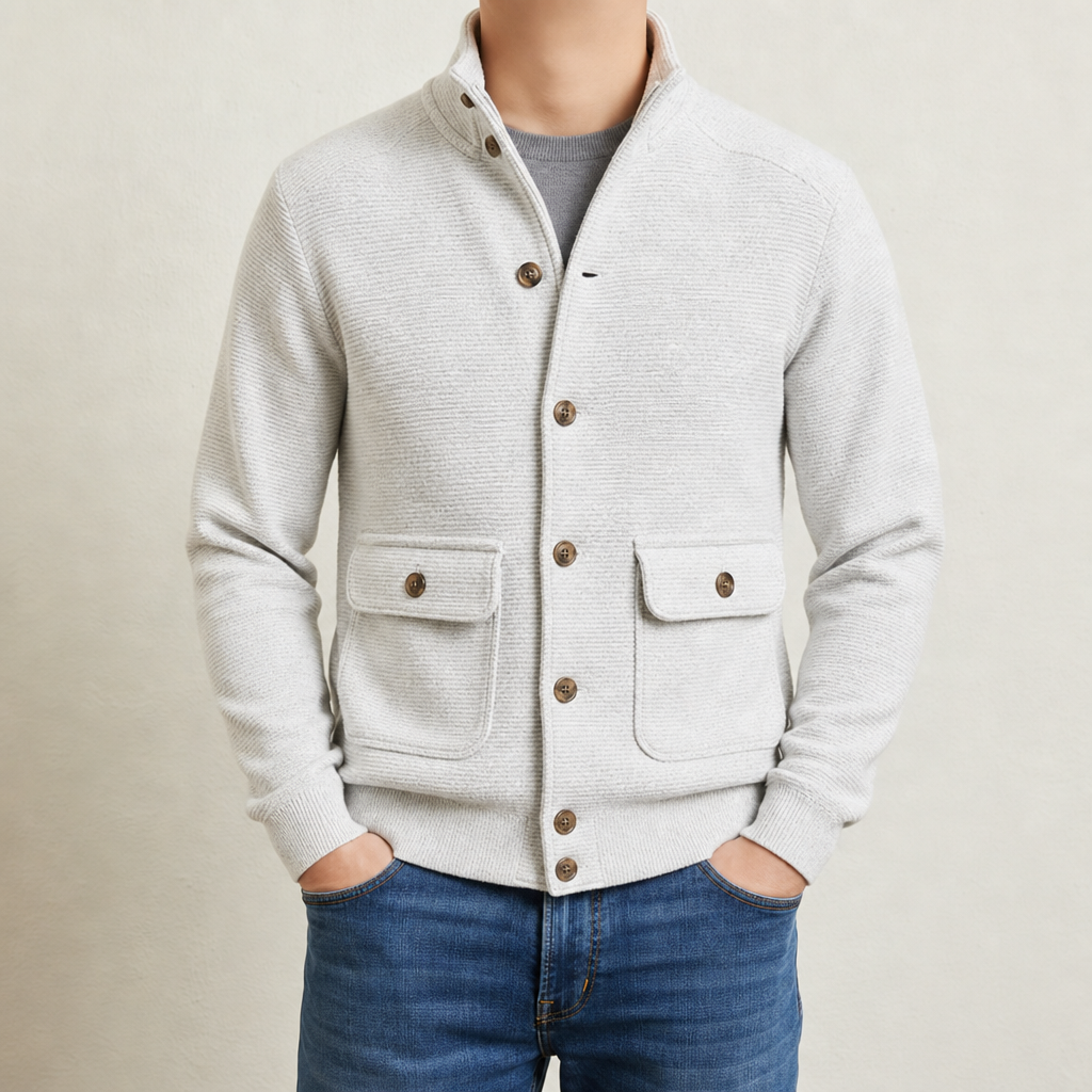 Men's High Collar Knit Jacket