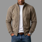 Men's High Collar Suede-Look Jacket