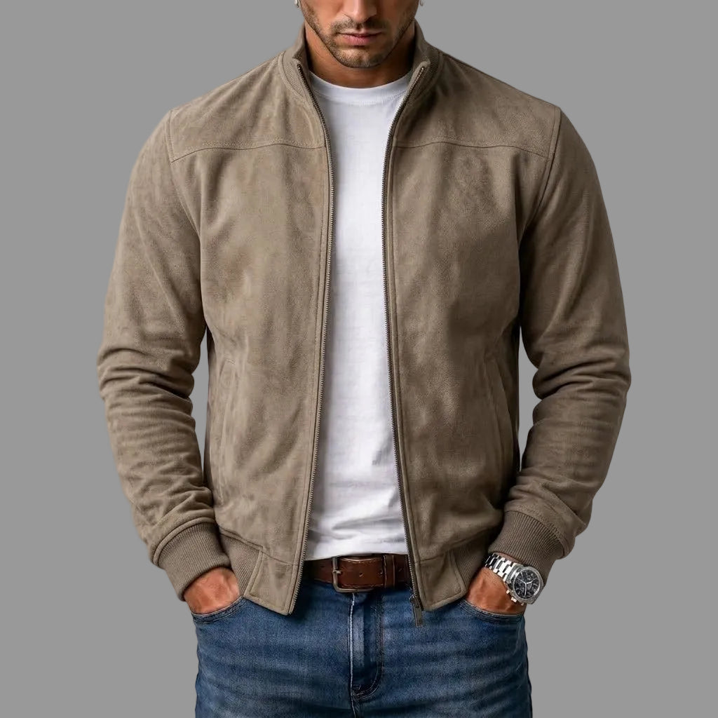 Men's High Collar Suede-Look Jacket