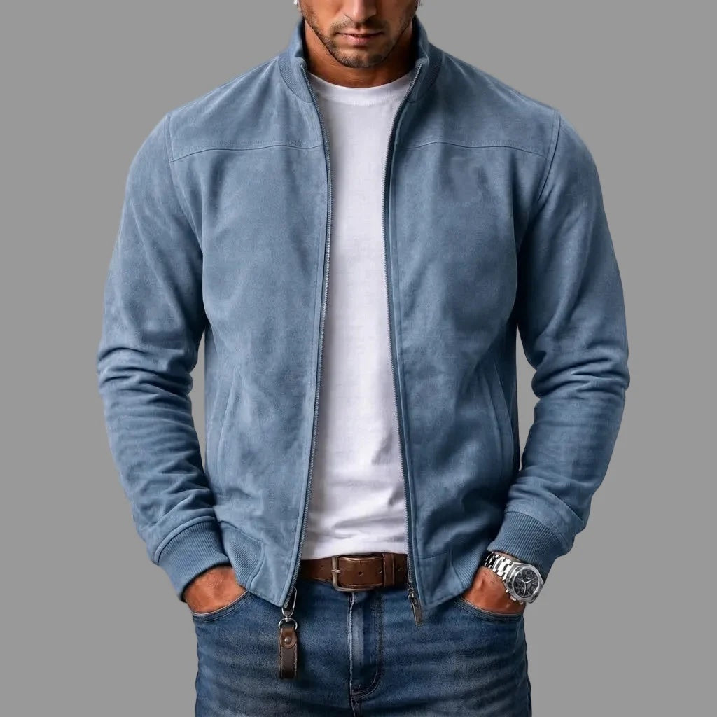 Men's High Collar Suede-Look Jacket