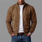Men's High Collar Suede-Look Jacket