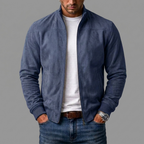 Men's High Collar Suede-Look Jacket
