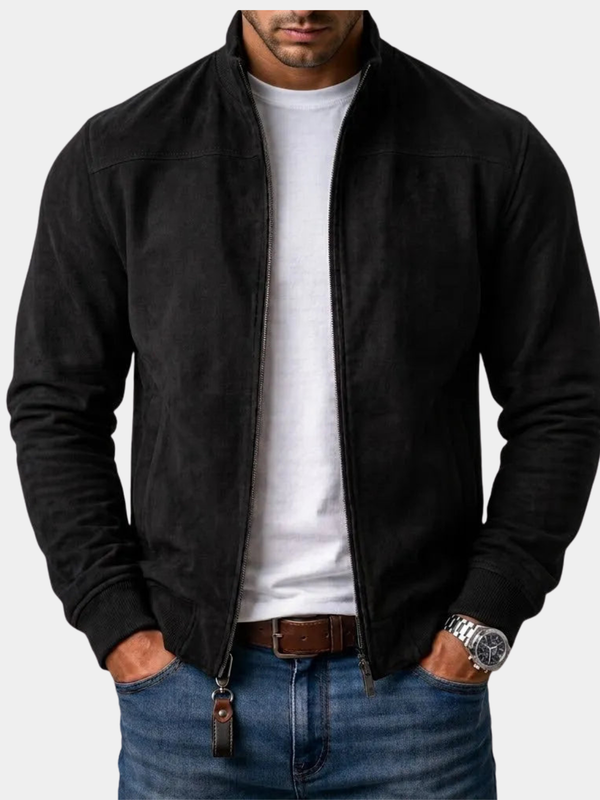 Men's High Collar Suede-Look Jacket