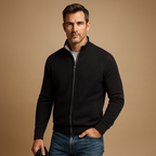 Men's High Collar Zip-Up Cardigan