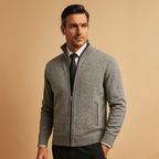 Men's High Collar Zip-Up Cardigan