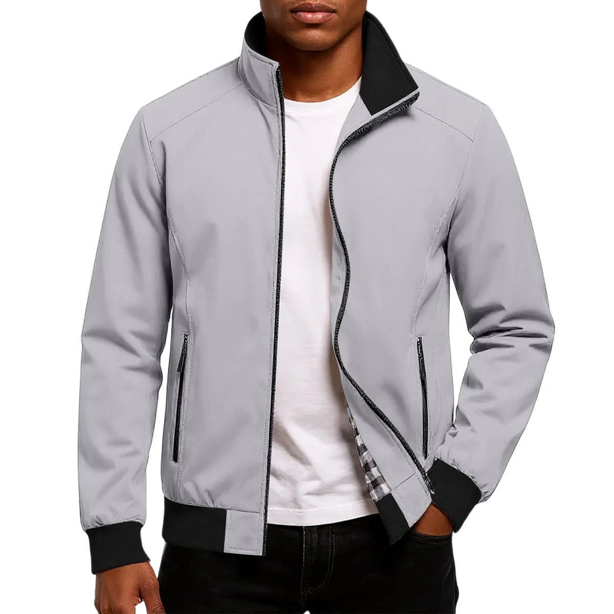 Men's High Collar Zip-Up Jacket